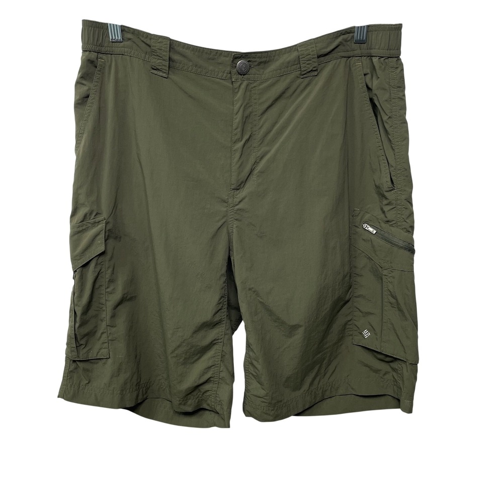 Columbia Cargo Shorts Mens 38 Utility Army Olive Green Ripstop Hiking Trail Camp